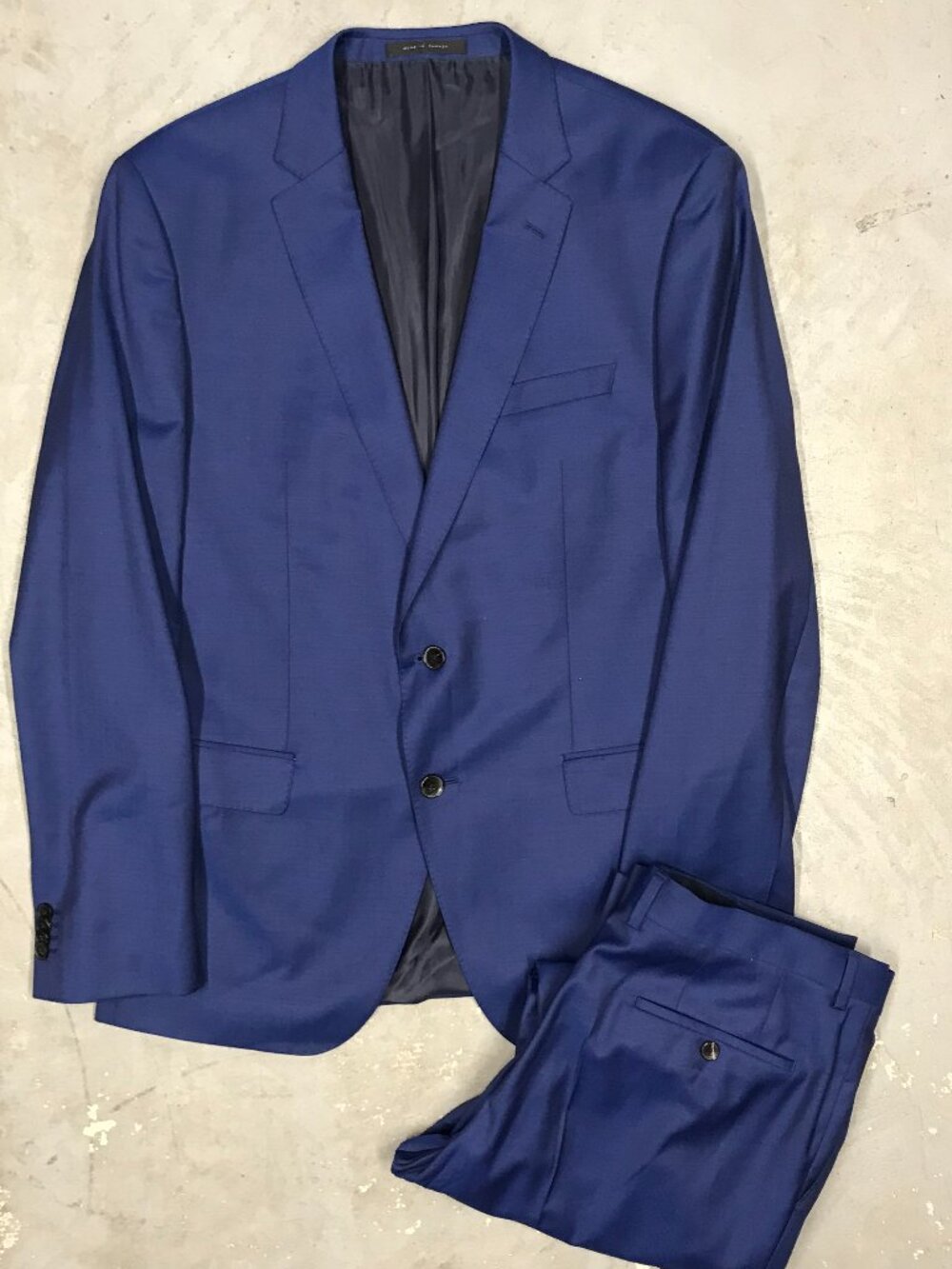 Hugo Boss Suit Guabello 120s Wool Blue "Huge/Genius" 2pc Slim Fit 44R 36x32